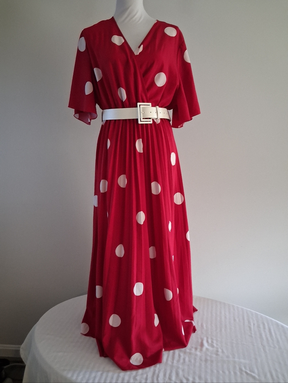 Red And White Polka Dot Maxi Dress Size 2XL